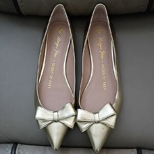 Megan Hess x Shoes Of Prey Metallic Gold Flats